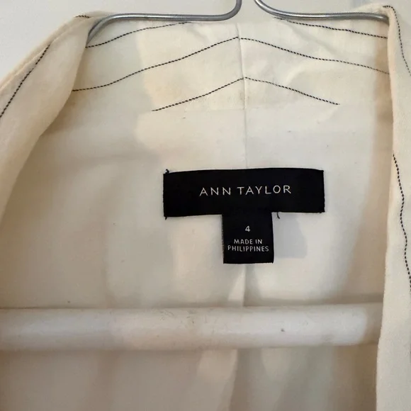 Ann Taylor Cream Pinstripe Blazer and Trousers Set - Picture 3 of 6